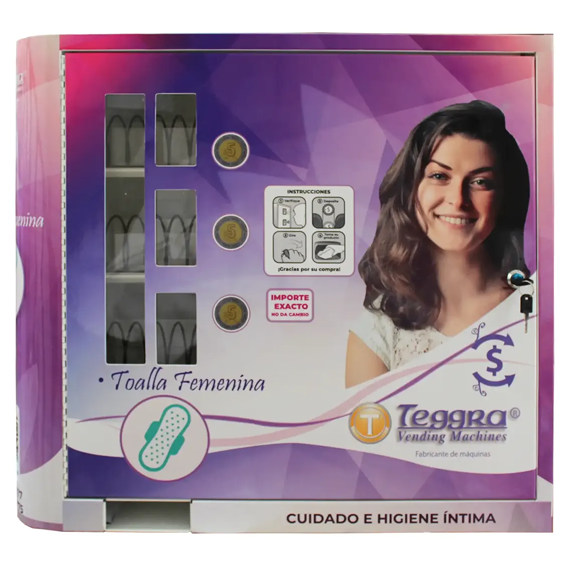 Máquina expendedora de toallas femeninas 3 resortes