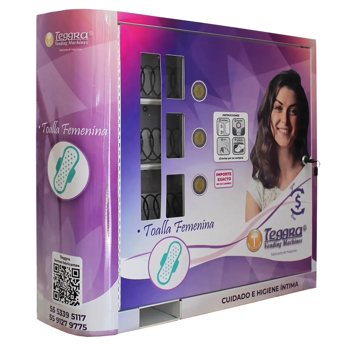 Máquina expendedora de toallas femeninas 3 resortes