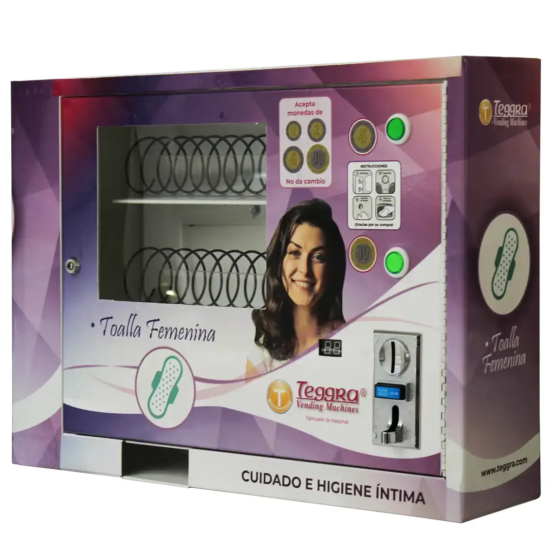 Máquina expendedora de toallas modelo 2 resortes multimoneda