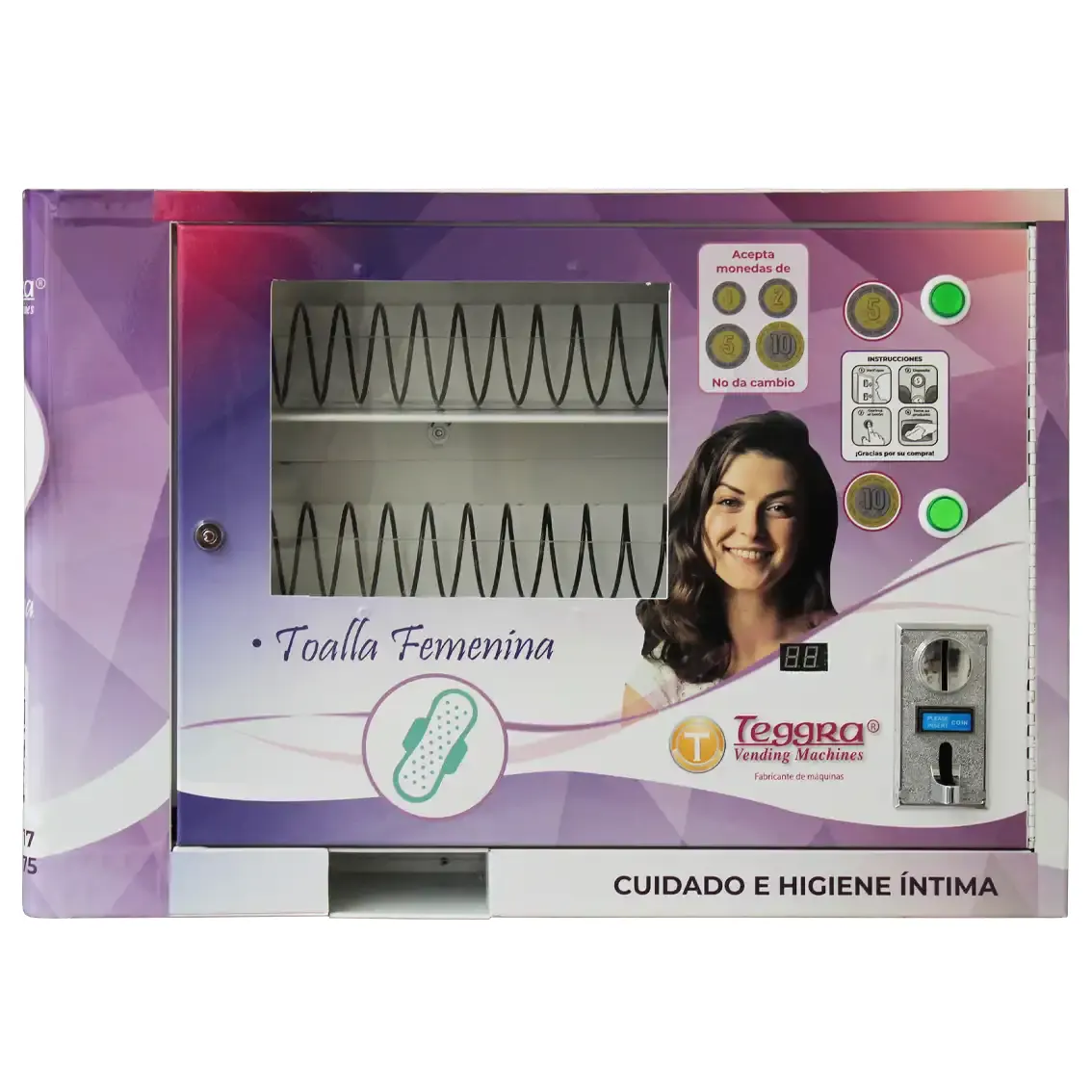 Máquina expendedora de toallas modelo 2 resortes multimoneda