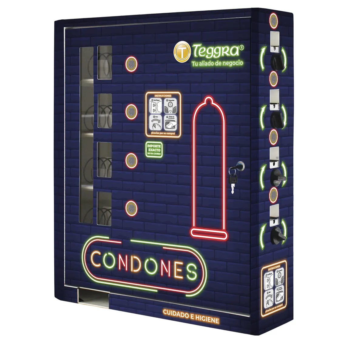 Máquina expendedora de condones modelo cuatro resortes