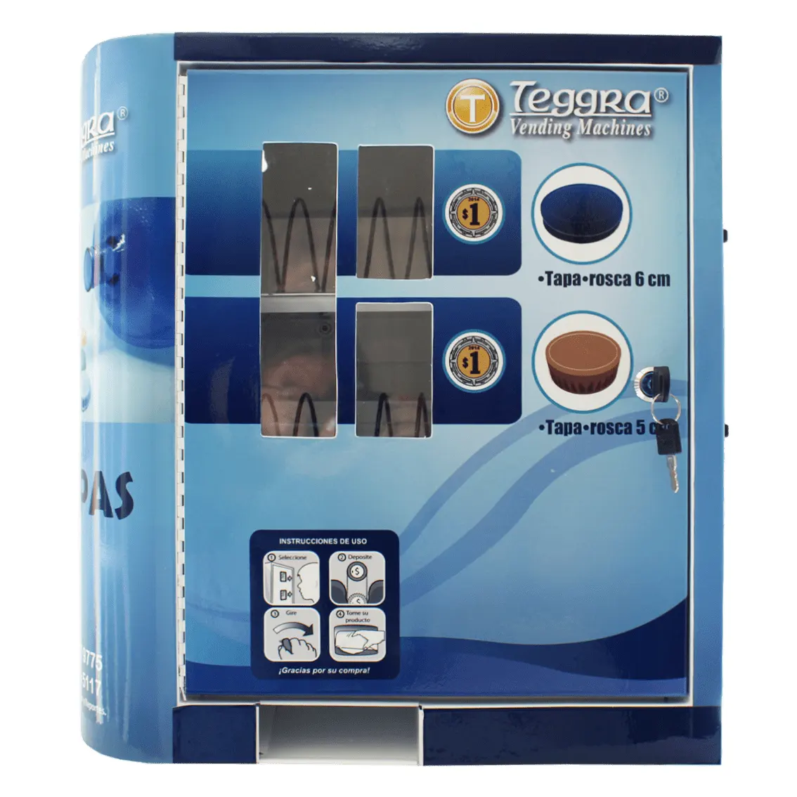 Máquina expendedora de tapas modelo mini dos resortes