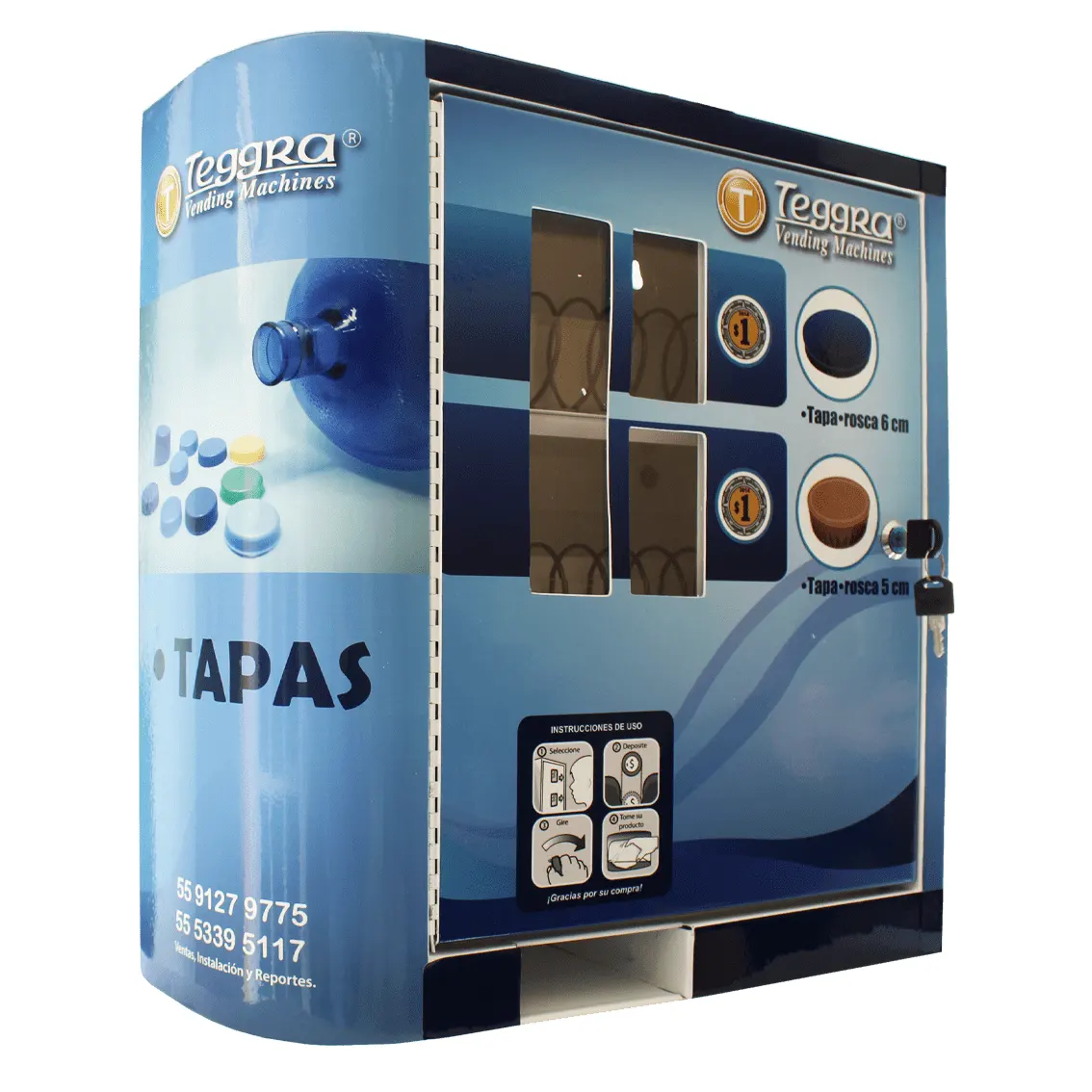 Máquina expendedora de tapas modelo mini dos resortes