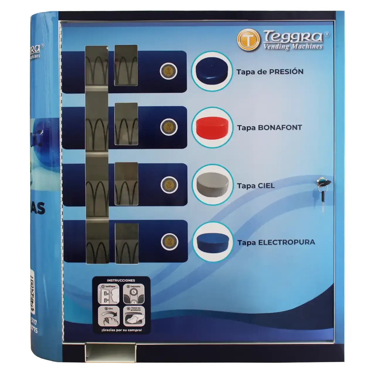 Máquina expendedora de tapas modelo cuatro resortes