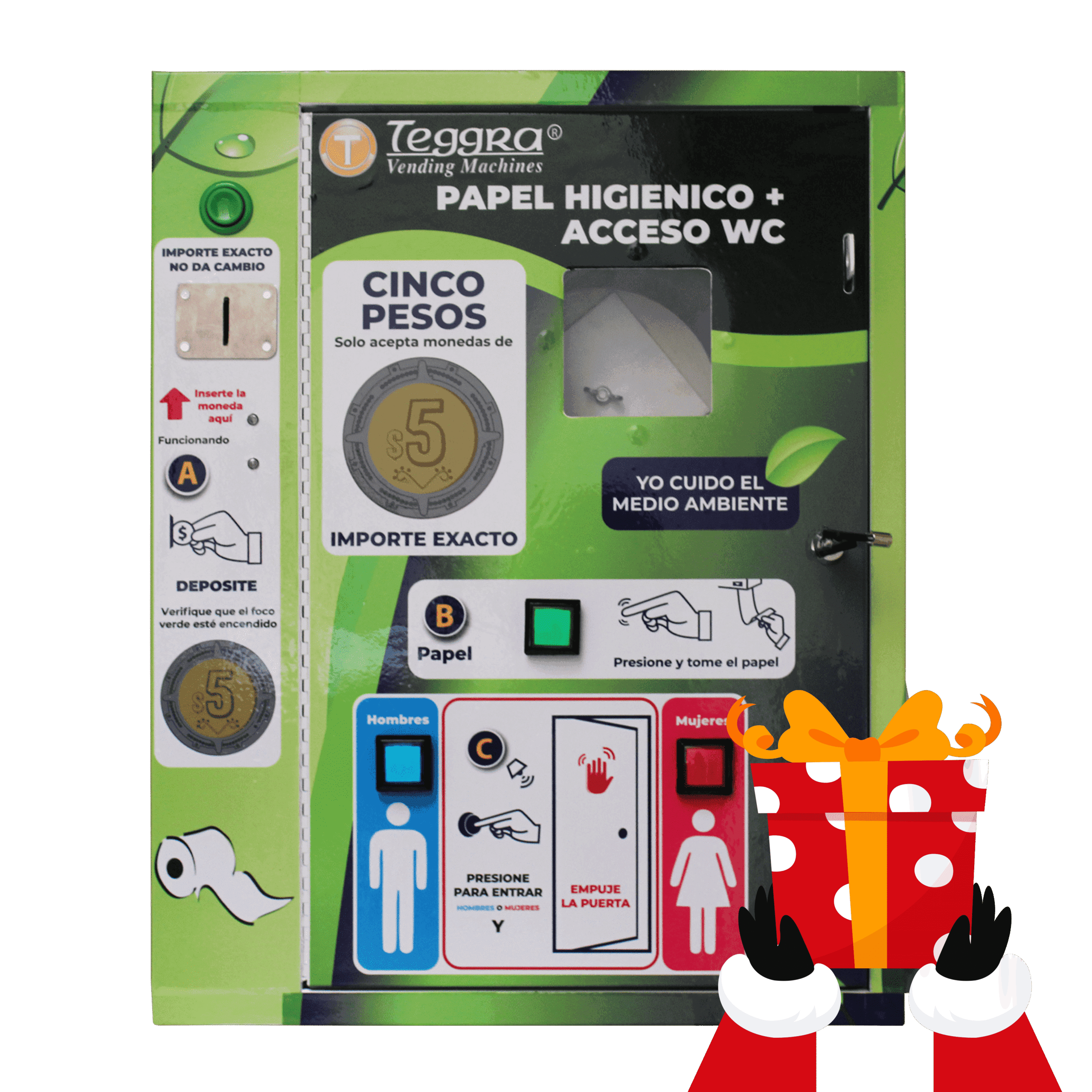 Máquina expendedora de papel y control de 2 puertas combo