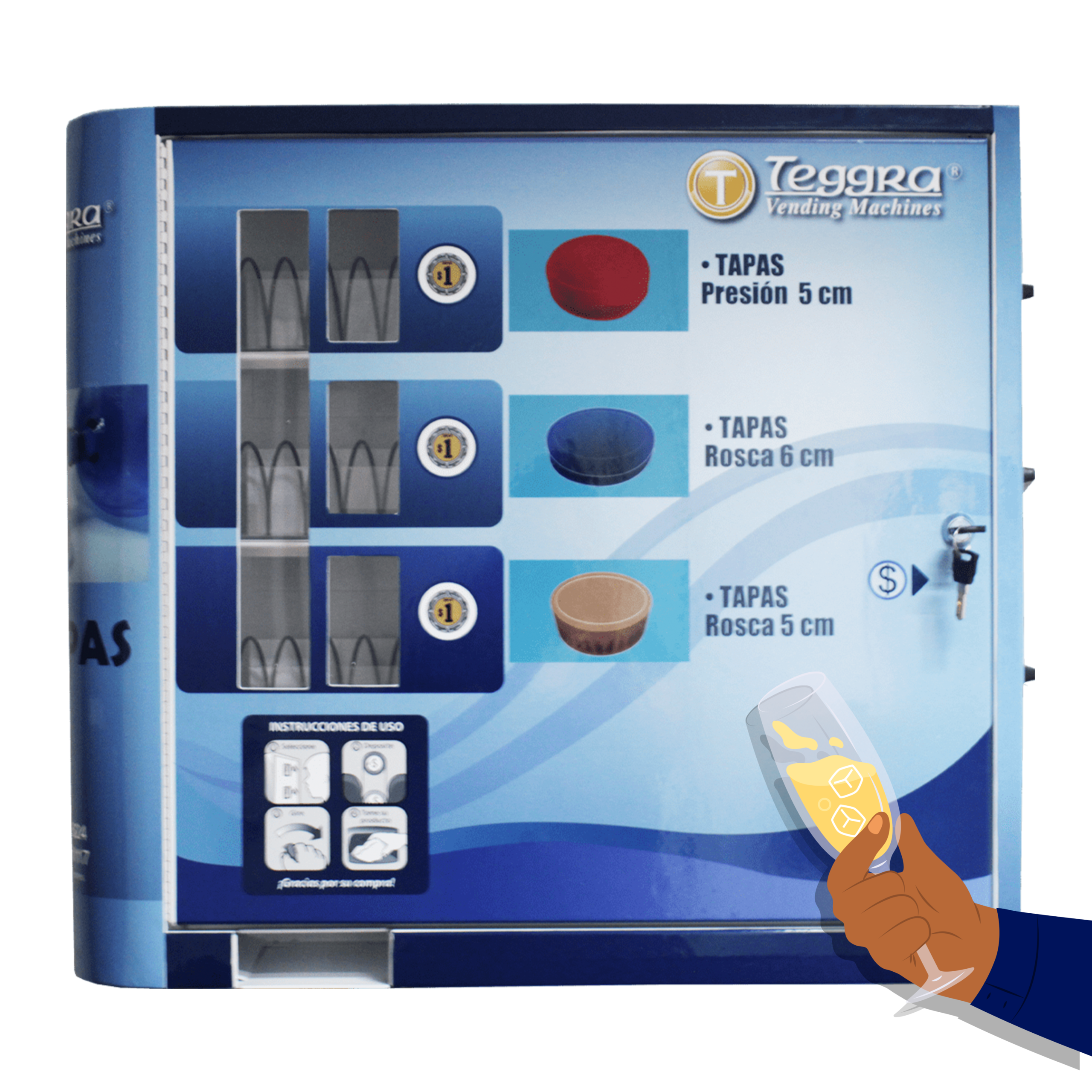 Máquina expendedora de tapas modelo tres resortes