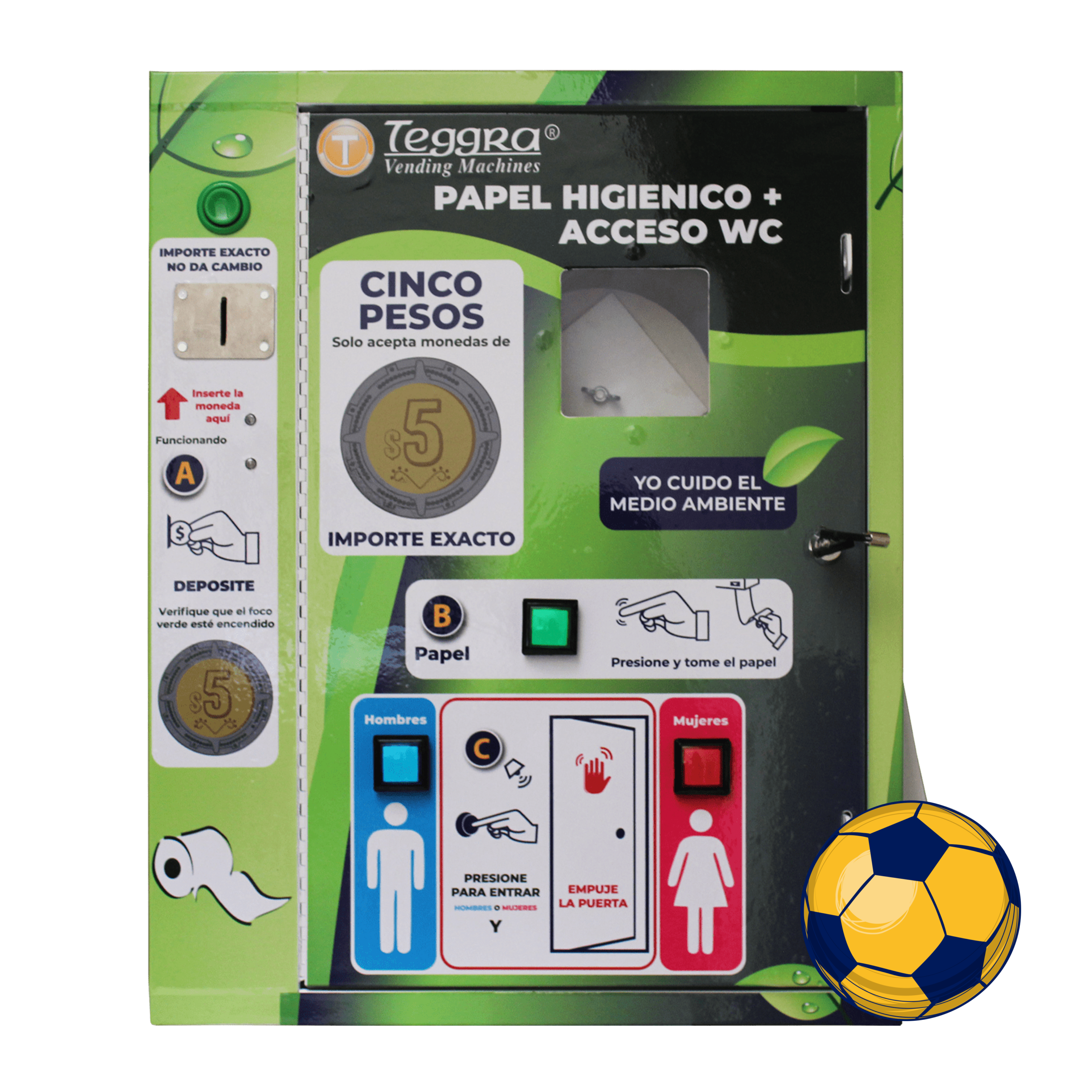 Máquina expendedora de papel y control de 2 puertas combo